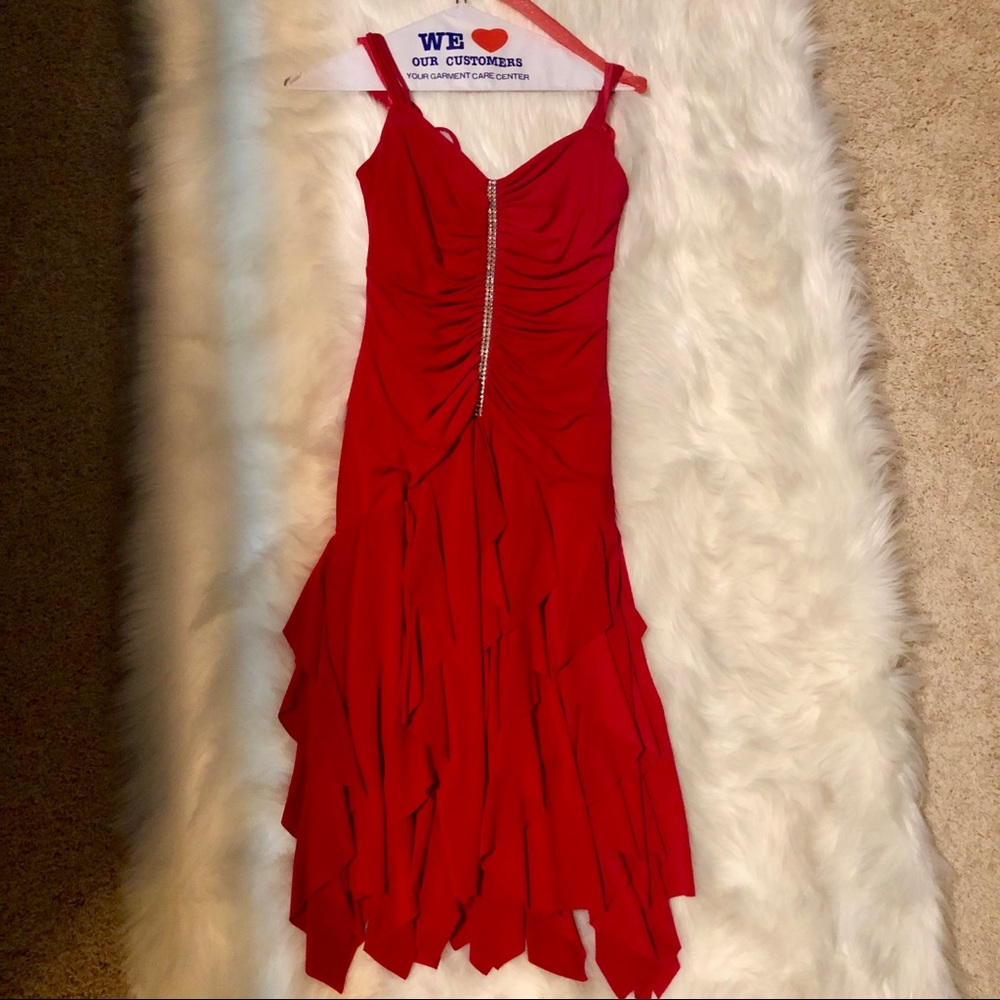 Ruffled Fuchsia Spaghetti Strapped Dress